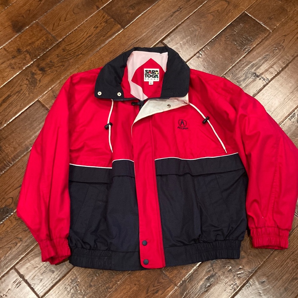Men’s Sara Toga Sport Acura Red Black Jacket Size Large USED